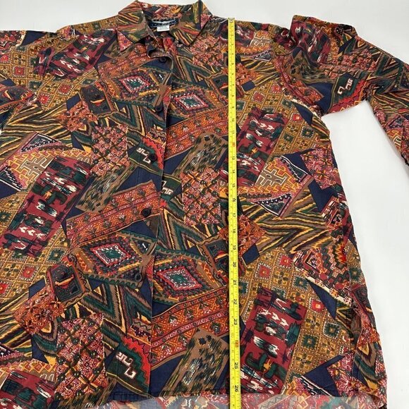 Best American Clothing 100% Silk Southwestern Print Button-Up Blouse Size Small - Picture 10 of 14